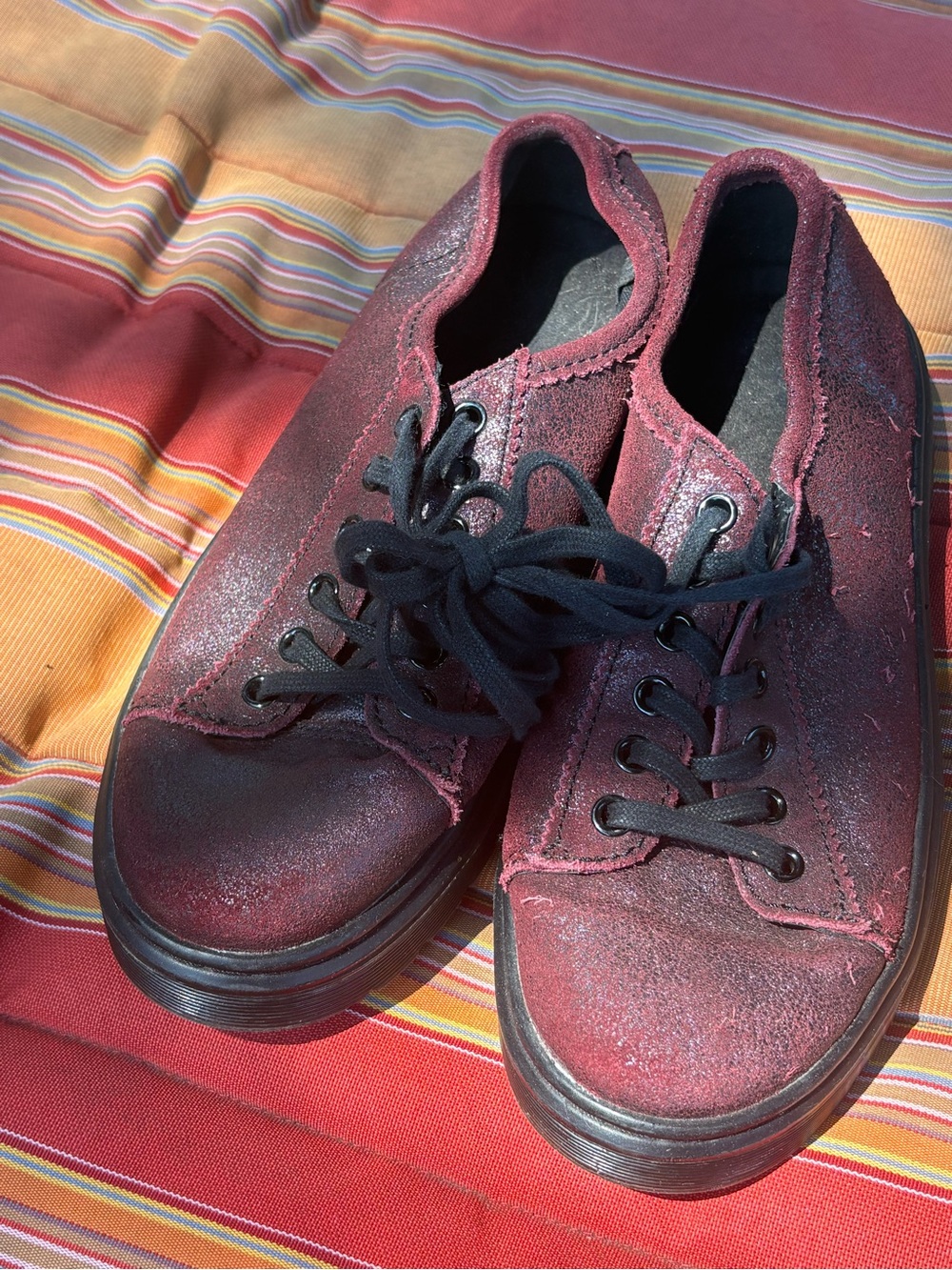 Dr. Martens Burgundy Suede Lace-Up Sneakers